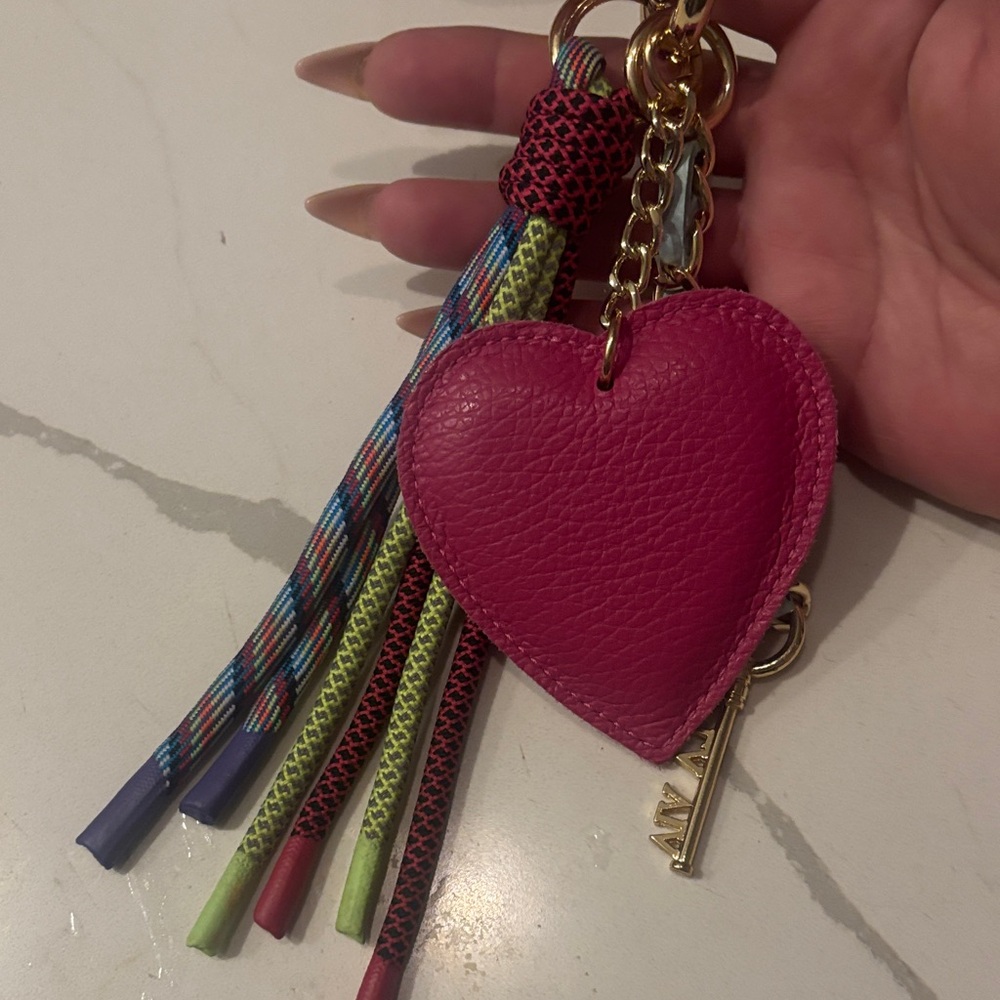 Fuchsia Heart Keychain with Gold Details